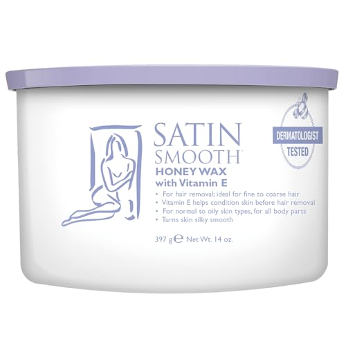 Satin Smooth Honey Wax with Vitamin E, Hair Removal Wax for Sensitive Skin, Full Body Waxing, Ideal for Coarse and Medium Hair, 14oz - SATIN SMOOTH Official Product View 1