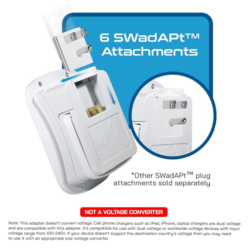 Ceptics 35W Universal Travel Adapter Kit – 2 USA sockets, USB-A, - Product Imagery
