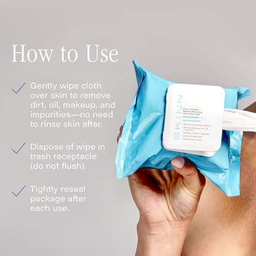 SKINN Facial Cleansing Makeup Remover Wipes - Gentle Exfoliation - Product Imagery