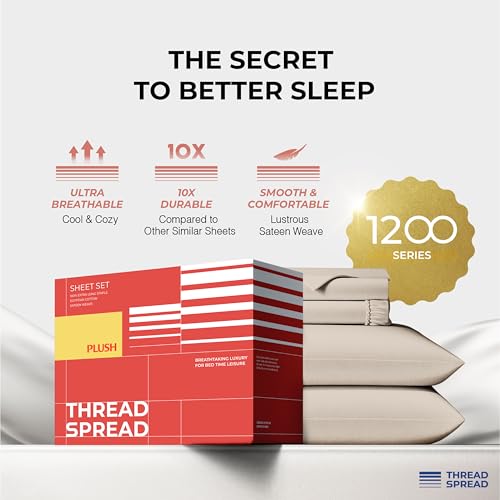 THREAD SPREAD 100% Egyptian Cotton Queen Sheets Set - 1200 - Product Imagery