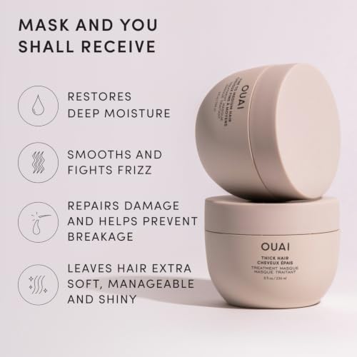 OUAI Thick Hair Mask - Deep Conditioning Hair Mask (8 Fl Oz) - Product Imagery