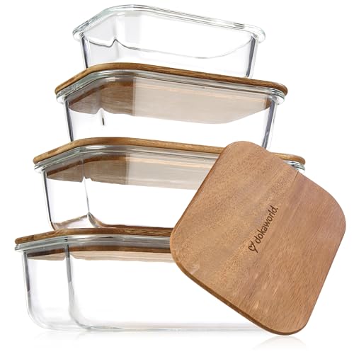 Glass Container Set with Acacia Lids - Product Imagery