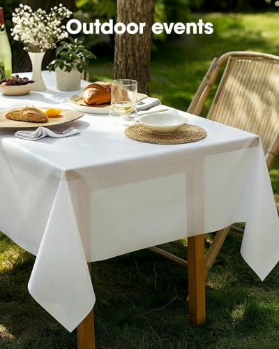 Pureegg Plastic Table Cloth Disposable 54x108 Inch 10 Pack, White - Product Imagery