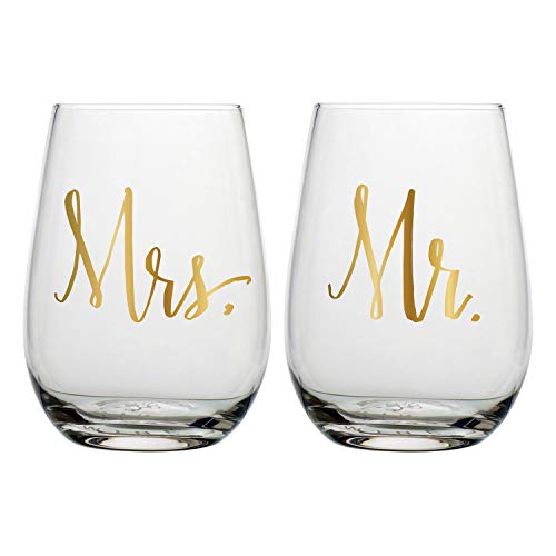 Slant Collections Wine Glasses Wedding Gift Set, 20-Ounces, Mr. - Product Imagery