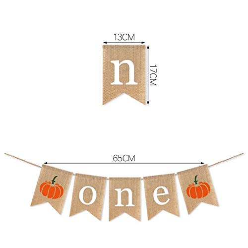 SWYOUN Burlap Pumpkin One Banner Boy Girl 1st Birthday Party - Product Imagery