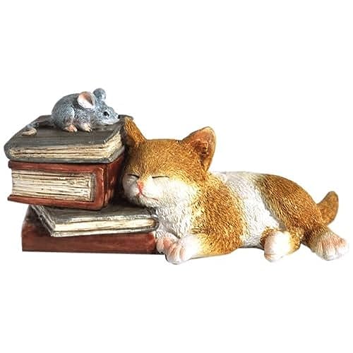 Top Collection Enchanted Story Garden Kitten Napping on Books - Product Imagery