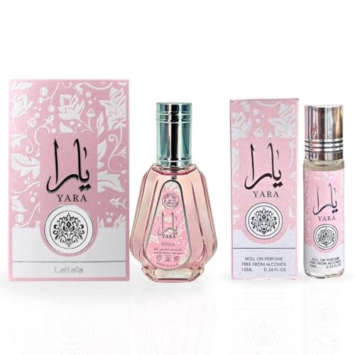 Lattafa Yara EDP Spray 50ML (1.7 OZ) & Yara Roll-On Perfume Oil - Product Imagery