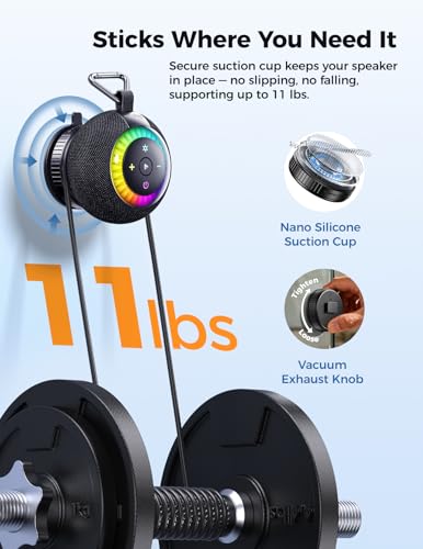 Bluetooth Shower Speaker IPX7 Waterproof: Removable Suction Cup, - Product Imagery