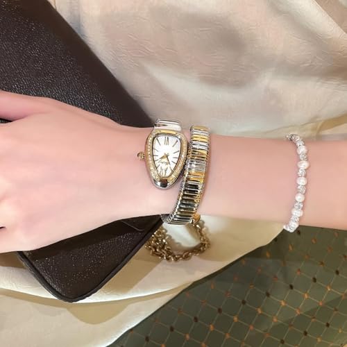 Classic Snake Shape Watch for Women Gold Silver Scaleable - Product Imagery
