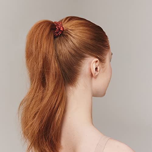 Slip Silk Hair Ties, Auburn Skinny Scrunchies, Set of 4 | - Product Imagery