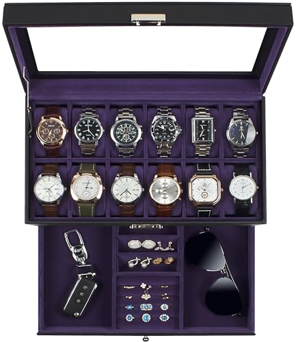 GUKA Watch Box, 12 Slot Watch Case, Watch Cases for men with - Product Imagery
