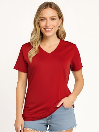 V Neck T Shirts for Women, Athletic Short Sleeve Workout Top, UV - Product Imagery