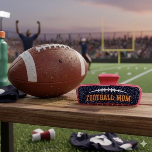 Football Mom Claw Clip For Women Pink Glitter Chic Football Hair - Product Imagery
