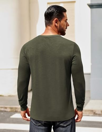 COOFANDY Mens Henley Shirts Long Sleeve Casual T-Shirt Button - Product Imagery