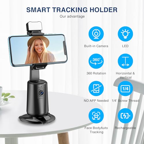 Auto Face Tracking Tripod 360° Rotating Cell Phone Photo and - Product Imagery