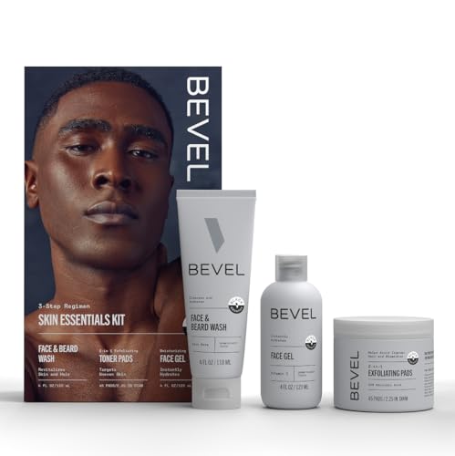 Bevel Skin Care Set, Includes Face Wash with Aloe Vera, Glycolic - Product Imagery