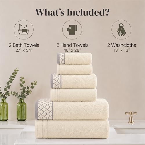Modern Threads 6 Piece Bath Towel Set – Bathroom Towel Set with - Product Imagery