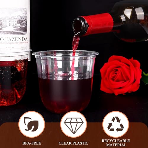 KesaPlan 100 Pcs 12oz Plastic Clear Cups, Disposable Wine - Product Imagery