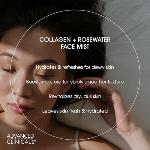 Advanced Clinicals Collagen Rosewater Face Mist Skin Care - Product Imagery