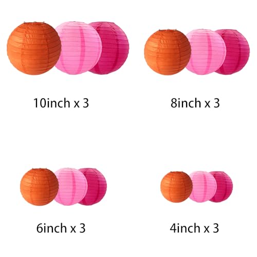 Rose Red Pink Orange Paper Lanterns Decorative, Chinese/Japanese - Product Imagery