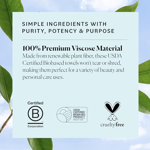 Sky Organics Gentle Clean Face Towels 50ct XL, Single-Use Face - Product Imagery