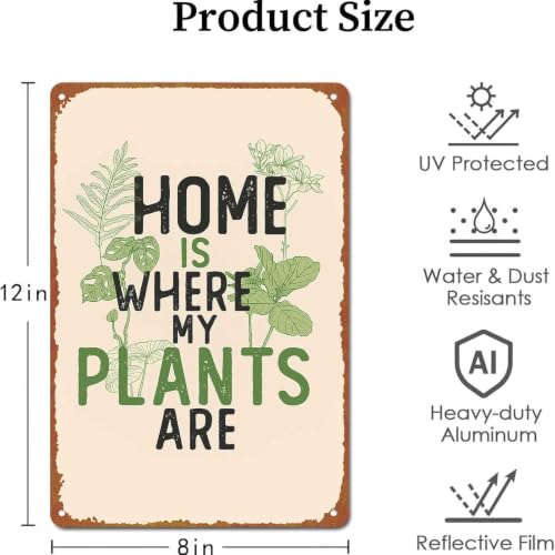 Home Is Where My Plants Are Printed Metal Sign, 8X12 Inch - Product Imagery