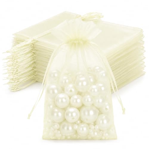 joycraft Organza Bags 4x6 inch - Ivory Drawstring Gift Packaging - Product Imagery