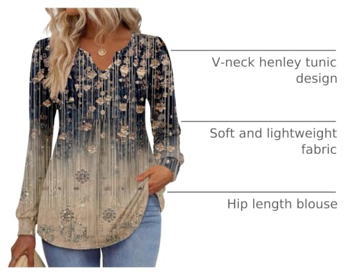 Zeagoo Womens Long Sleeve Tops Fall V Neck Shirt Casual Pleated - Product Imagery