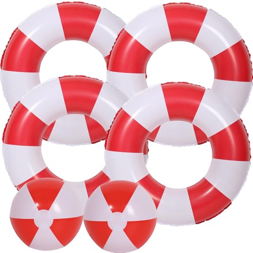 4 PCS Striped Inflatable Pool Floats for Swimming Pool Party - Product Imagery