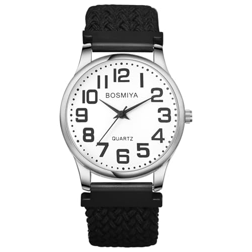 JewelryWe Braided Rope Elastics Watches: Easy Read Big Dial - Product Imagery