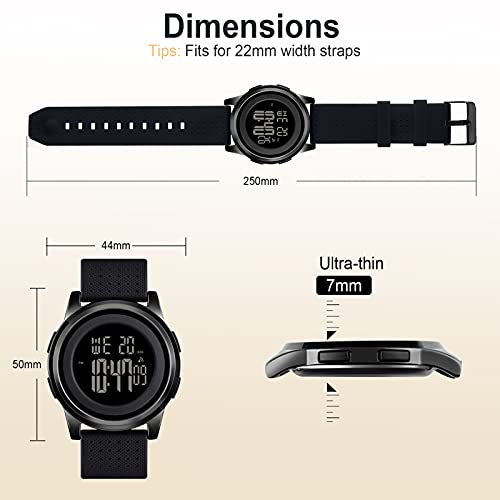 YUINK Mens Watch Ultra-Thin Digital Sports Watch Waterproof - Product Imagery