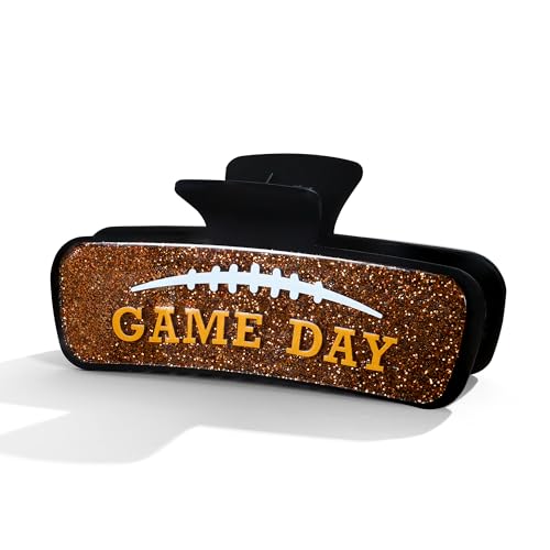 Game Day Hair Clip For Women Brown Glitter Hair Claw for Sports - Product Imagery