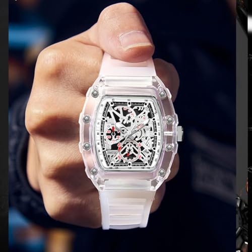 BESTKANG Fashion Hollowed Men Watches Transparent Tonneau Analog - Product Imagery