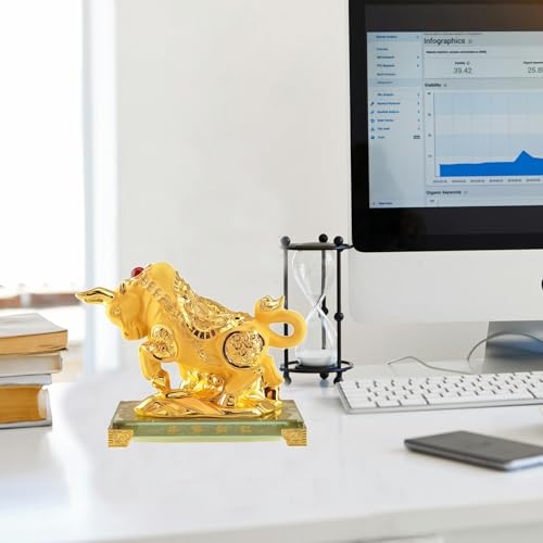 Feng Shui Chinese Zodiac OX Year Golden Resin Collectible - Product Imagery