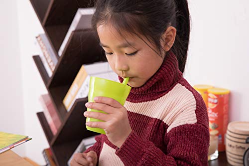 Basicwise Set of 4 Reusable 10 oz Plastic Cups with Built-In - Product Imagery