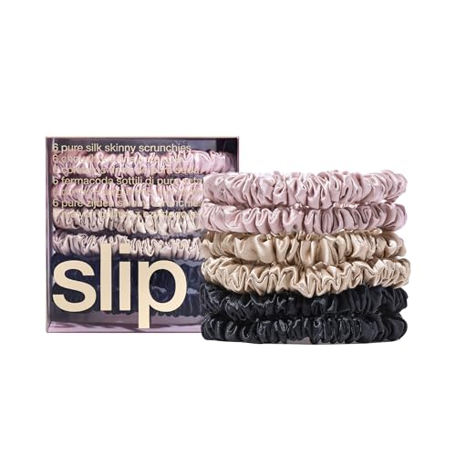 Slip Silk Hair Ties, Multi Skinny Scrunchies, Set of 6 | - Product Imagery
