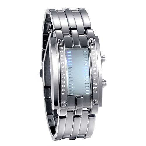 JewelryWe Mens Womens Digital Watch LED Binary Watches 30M - Product Imagery