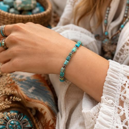Turquoise Hematite Beaded Bracelet for Men & Women - Product Imagery