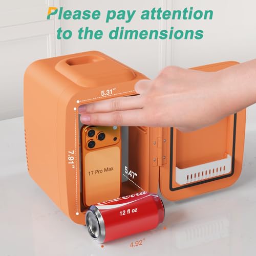CROWNFUL Mini Fridge, 4 Liter/6 Can Portable Cooler and Warmer - Product Imagery
