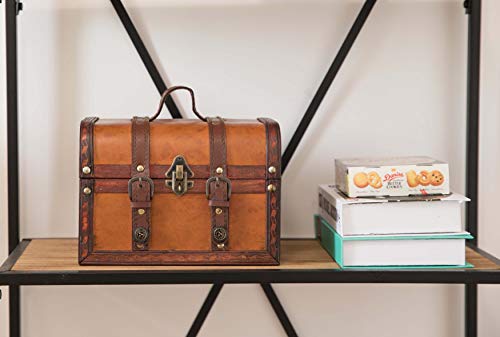 Vintiquewise(TM Decorative Wood Leather Treasure Box (Large - Product Imagery