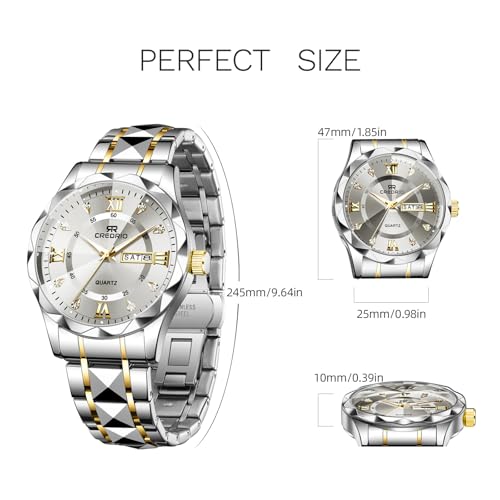 Watch for Men Stainless Steel Waterproof Diamond Business Dress - Product Imagery