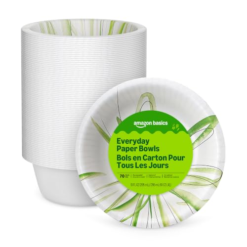 Amazon Basics Everyday Paper Bowls, 10 Oz, Disposable, 70 Count, - Product Imagery