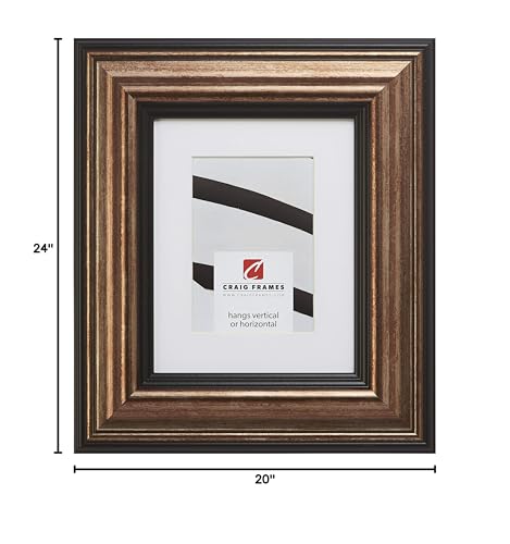 Craig Frames 20x24 Gold Picture Frame Matted to 16x20, Wall - Product Imagery