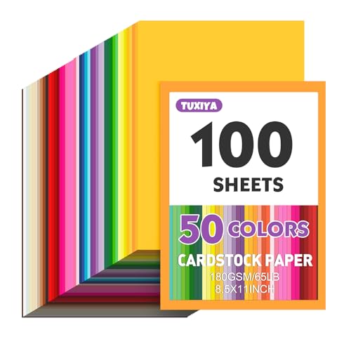 100 Sheets 8.5" X 11" Colored Cardstock, 50 Colors Card Stock - Product Imagery