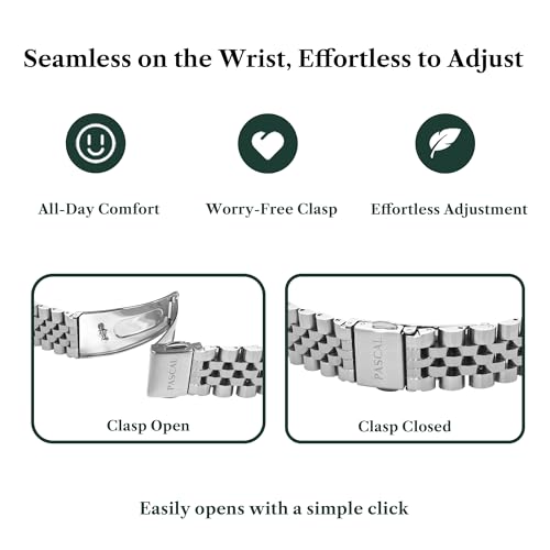 PASCAL Timeless Classic Diamond Watch for Women Men, Swiss Quartz - Product Imagery