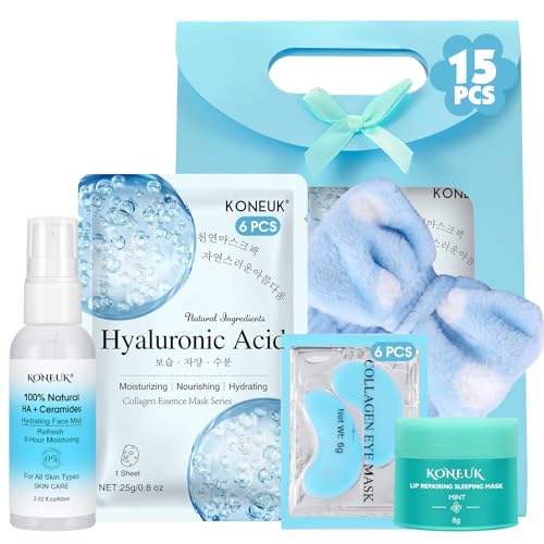15 Pcs Skincare with Facial Mask, Eye Mask, Face Mist, Lip Mask, - Product Imagery