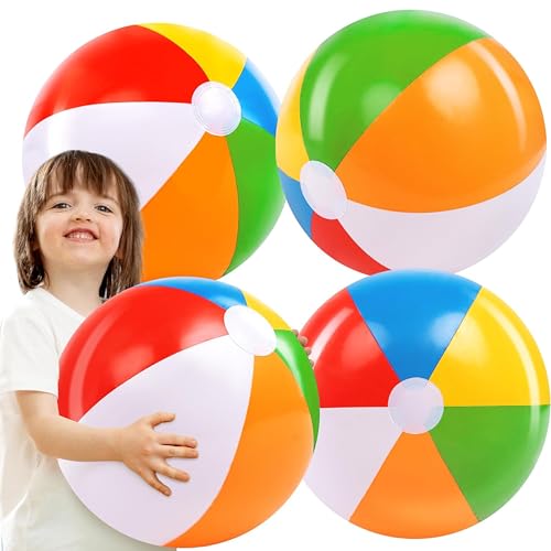 JOYIN 4-Pack 20" Beach Balls - Large Rainbow Beach Ball - Product Imagery