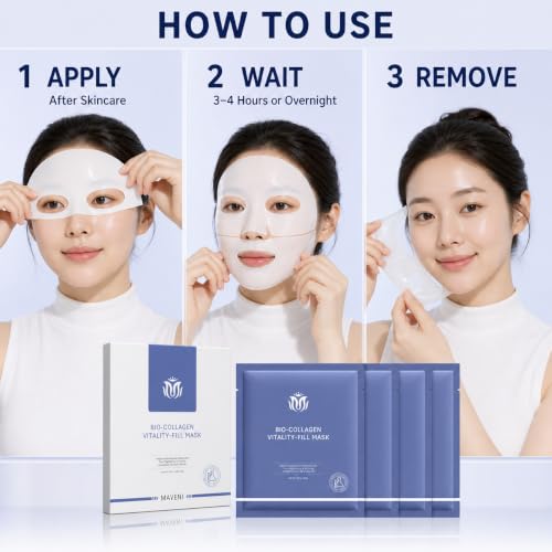 MAVENI Bio-Collagen Face Masks, Real Deep Collagen Mask, - Product Imagery