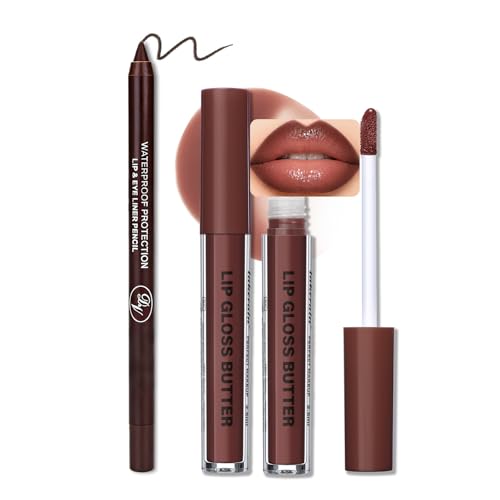 BAISEN DIARY 2PCS Lip Gloss with Brown Lip Liner Lip Combo Set – Choco - View 1