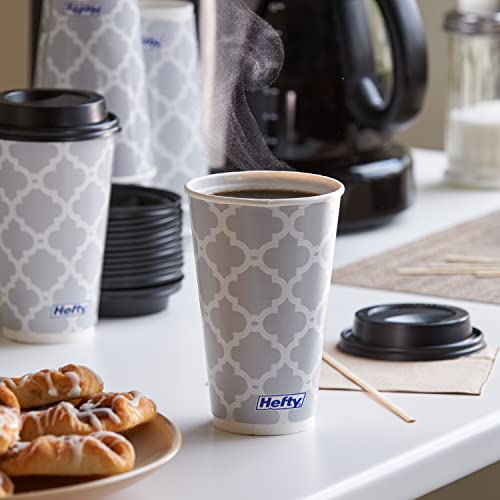 Hefty Disposable Hot Cups with Lids, Insulated Paper Coffee Cups - Product Imagery